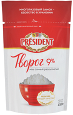 Творог President рассыпчатый 9%, 450г