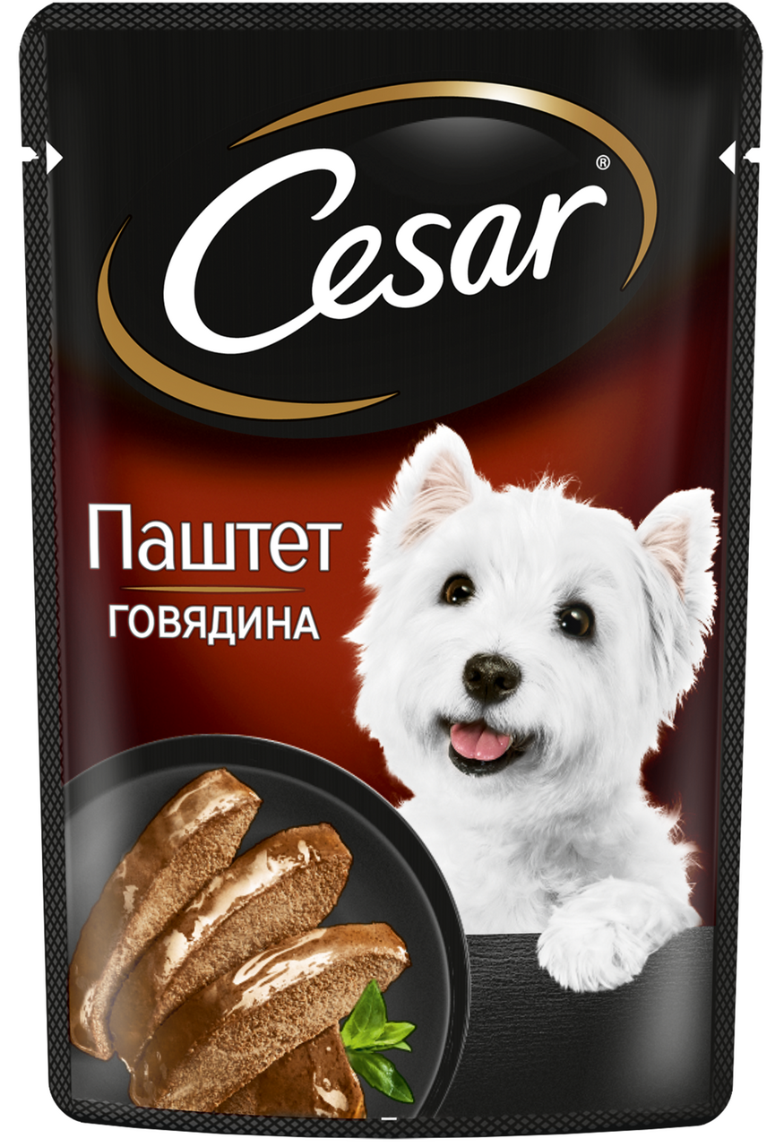 Изображение товара Корм влажный Cesar для взрослых собак паштет с говядиной, 80г