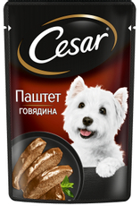 Корм влажный Cesar для взрослых собак паштет с говядиной, 80г