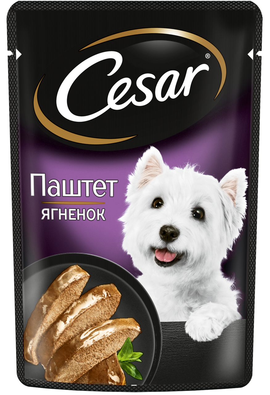 Изображение товара Корм влажный Cesar для взрослых собак паштет с ягнёнком, 80г