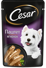 Корм влажный Cesar для взрослых собак паштет с ягнёнком, 80г