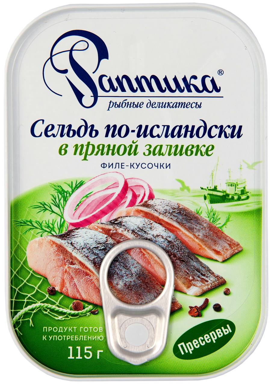 Сельдь Раптика по-исландски филе-кусочки в пряной заливке, 115г