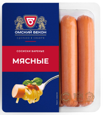 Сосиски Омский бекон мясные вареные, 380г