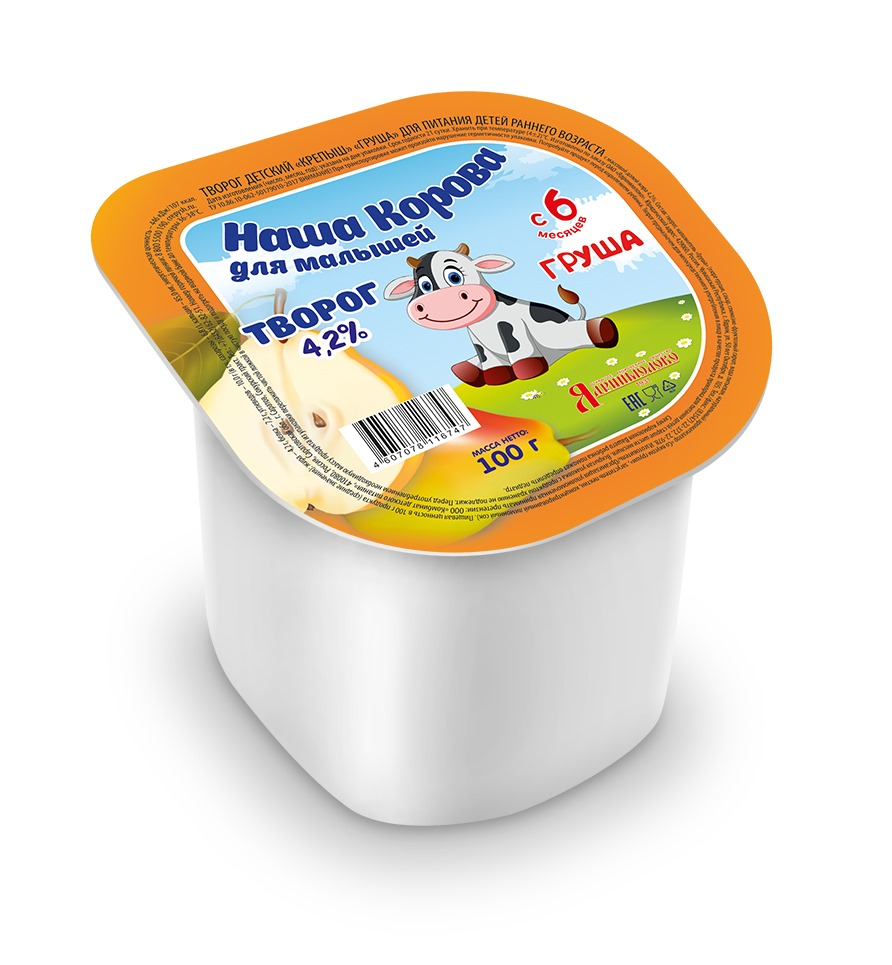 Творог детский Наша корова Груша 4.2% с 6 месяцев, 100г