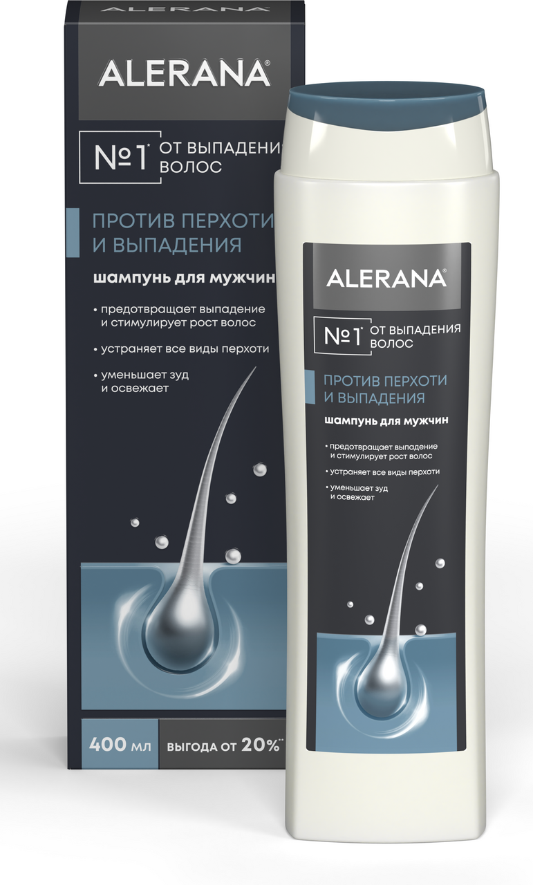 Изображение товара Шампунь Alerana 2в1 Против перхоти и выпадения волос для мужчин, 400 мл