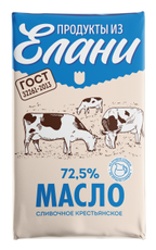 Масло сливочное Продукты из Елани Крестьянское ГОСТ 72.5%, 180г
