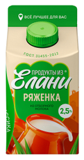 Ряженка Продукты из Елани ГОСТ 2.5%, 450г