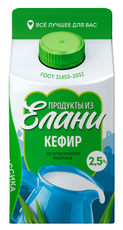 Кефир Продукты из Елани ГОСТ 2.5%, 450г