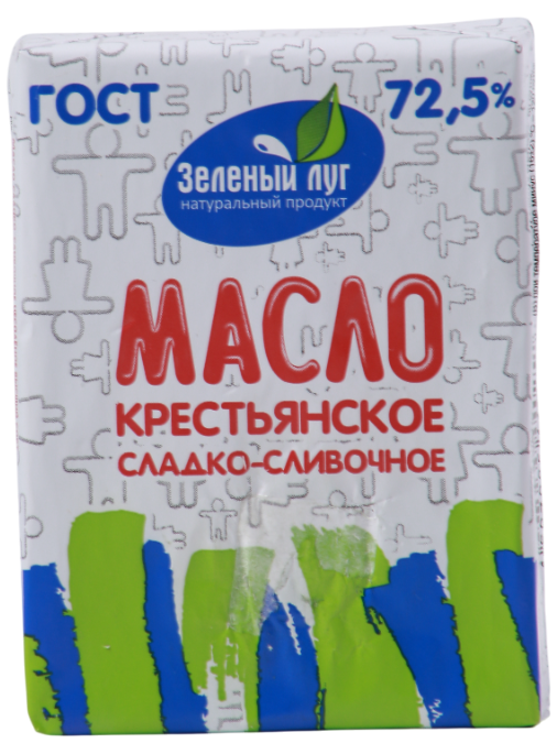 Масло сливочное Зеленый луг Крестьянское ГОСТ 72.5%, 150г