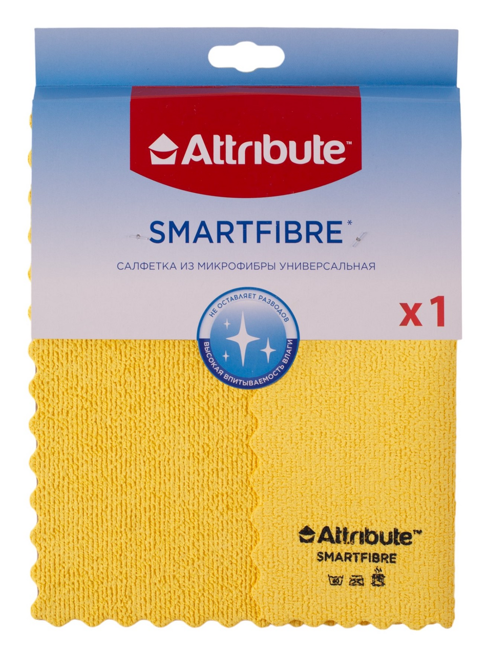 Салфетка Attribute Smartfiber универсальная микрофибра, 27 x 32см