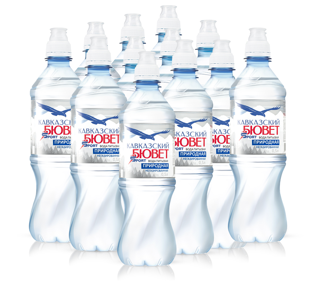 Вода Кавказский бювет Sport природная питьевая негазированная, 500мл x 12 шт
