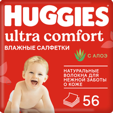 Салфетки влажные детские Huggies Ultra Comfort Алоэ, 56шт