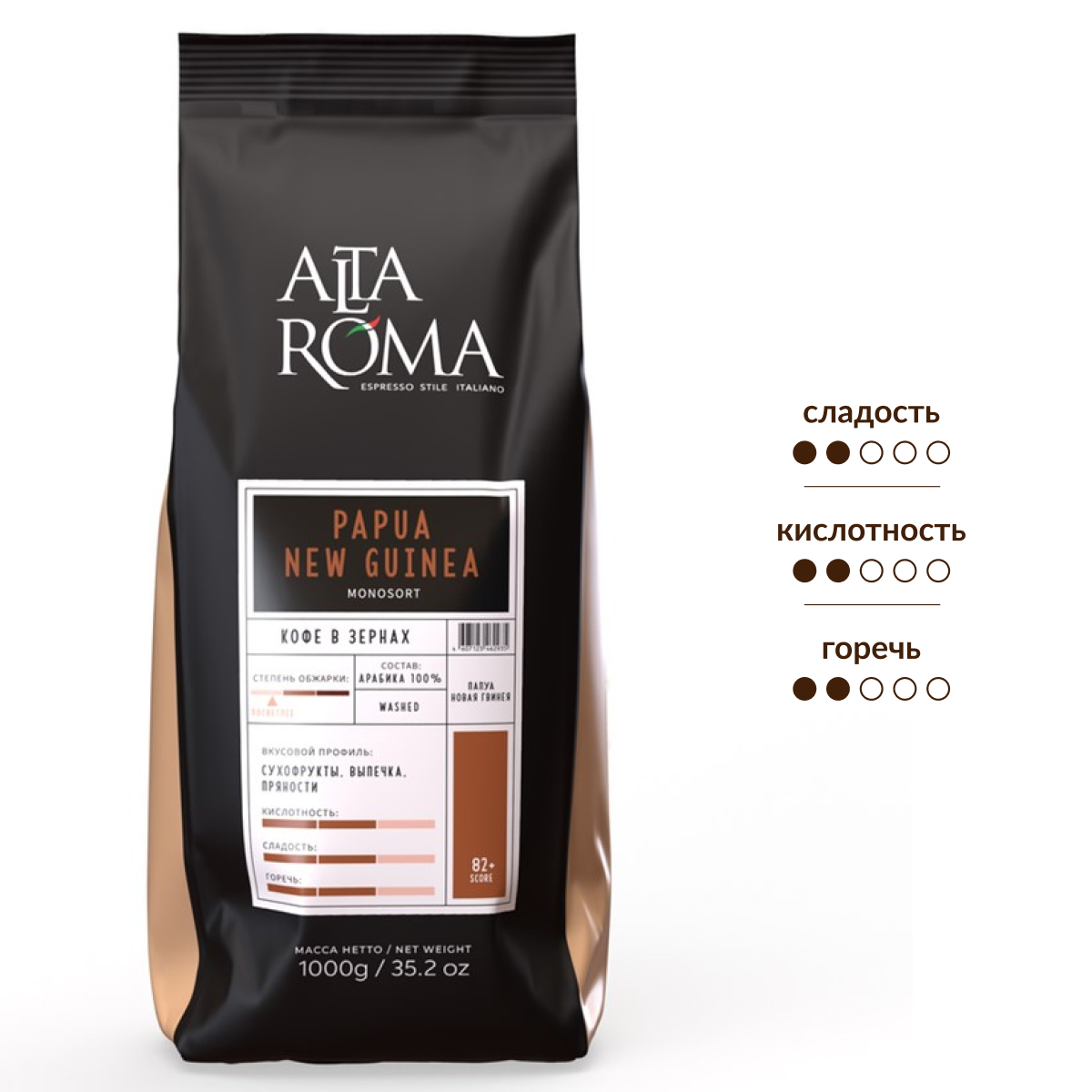 Изображение товара Кофе Alta Roma Papua New Guinea зерновой 1кг с фруктовым вкусом