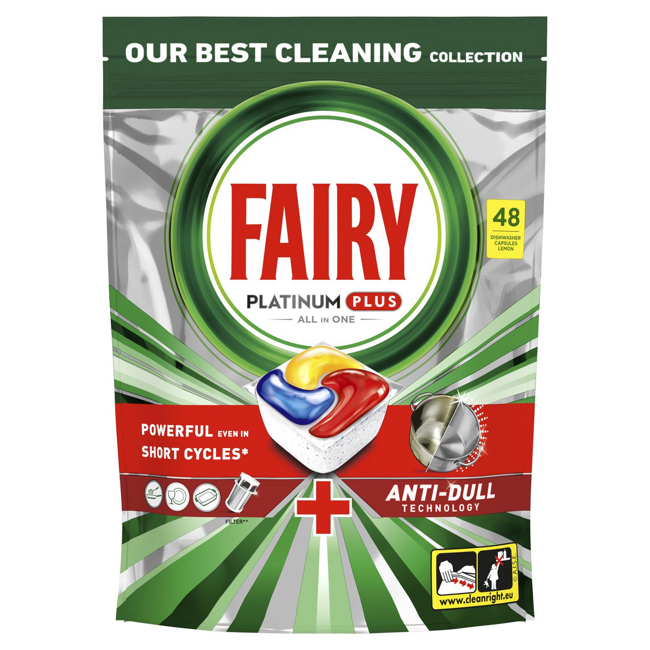 Изображение товара Капсулы для посудомоечной машины Fairy Platinum Plus All-in-one лимон, 48шт