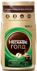 Кофе Нескафе Gold Aroma Intenso растворимый сублимированный с добавлением натурального жареного молотого кофе, 800г