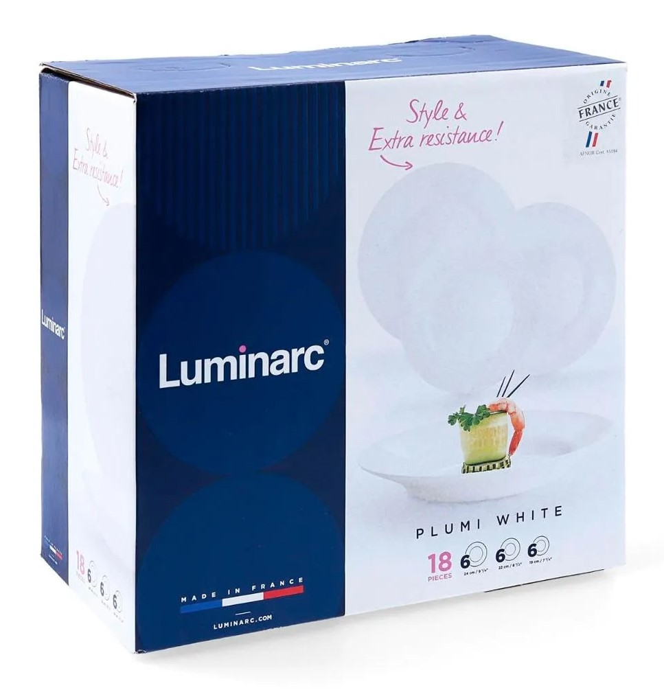 Изображение товара Столовый набор Luminarc Plumi из 18 предметов Франция белый
