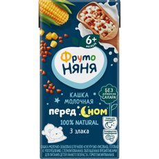 Каша молочная детская ФрутоНяня Перед сном 3 злака 2% с 6 месяцев, 200мл