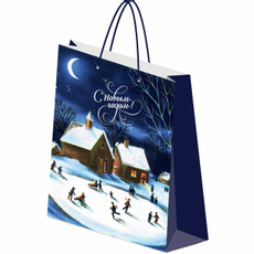 Сумка бумажная Academy Style Новый Год, 26 x 32 x 12см