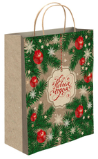 Сумка бумажная Academy Style Новый год крафт, 26 x 32 x 12см