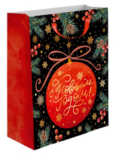 Сумка бумажная Academy Style Новый год тис, 26 x 32 x 12см
