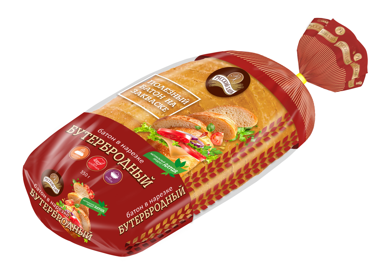 Батон Русский хлеб бутербродный нарезка, 350г