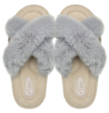 Тапочки женские Lucky Land перекрестное плетение с мехом