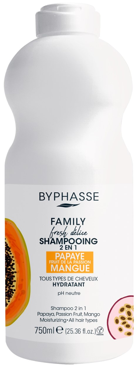 Изображение товара Шампунь Byphasse Family Fresh Delice 2в1 750мл с экстрактами папайи и манго