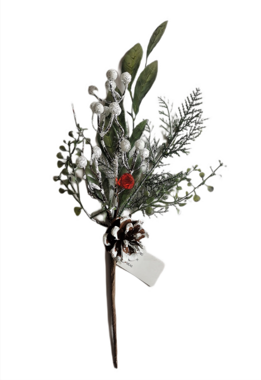 Веточка хвойная с шишками и ягодами, 38см