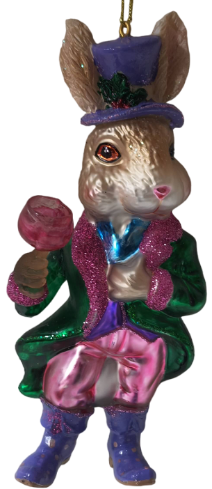 Украшение Кролик с бокалом, 14.9см