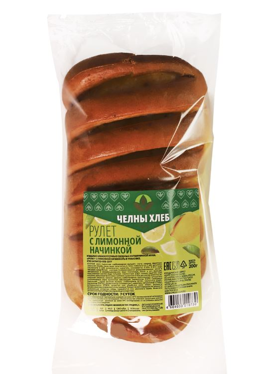 Рулет Челны-хлеб с лимонной начинкой, 200г