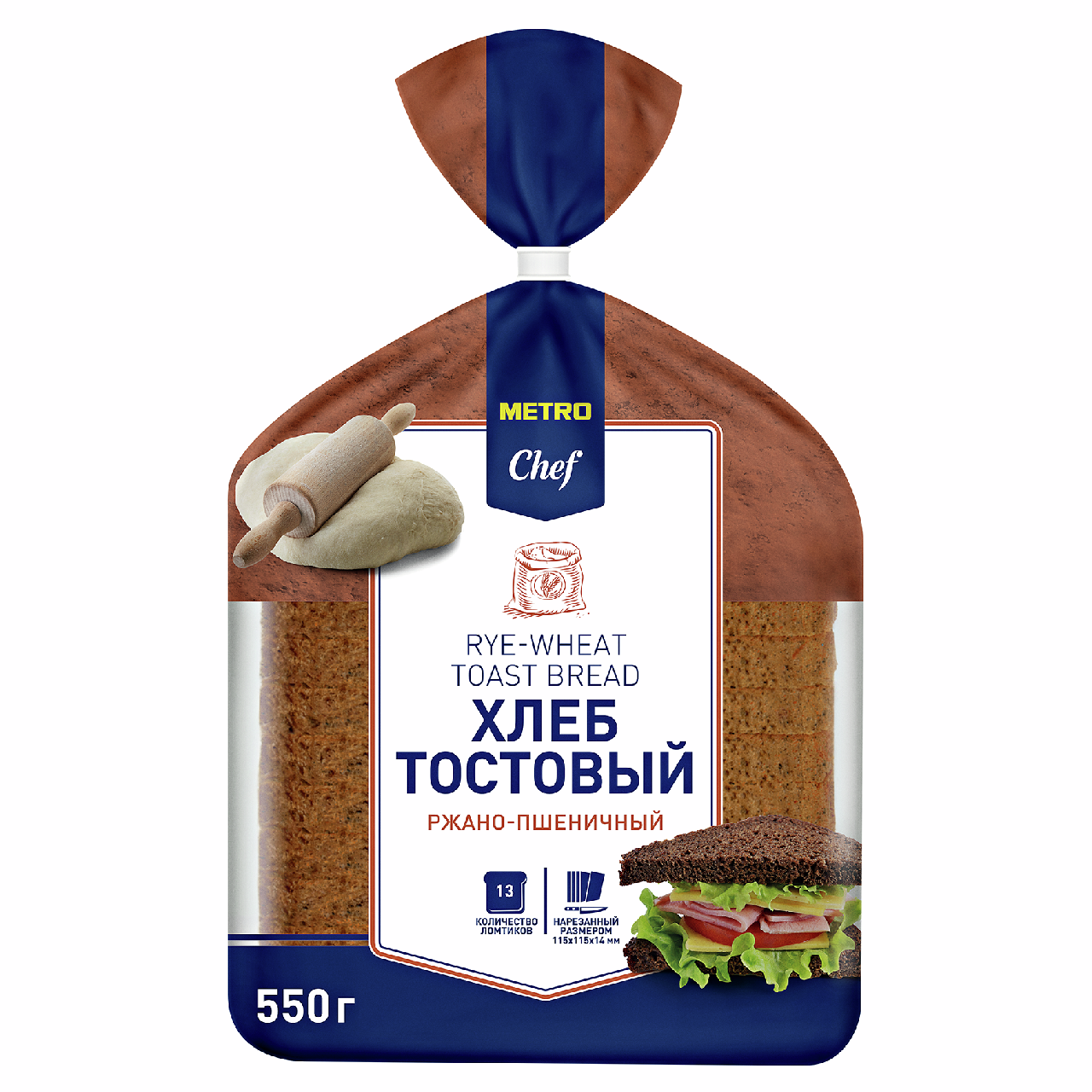 METRO Chef Хлеб тостовый ржано-пшеничный нарезка, 550г