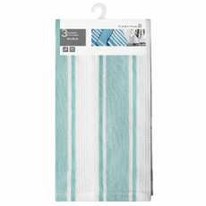 Tarrington House Полотенце кухонное белое-мятное в клетку и полоску 3шт 200г, 40 x 60см