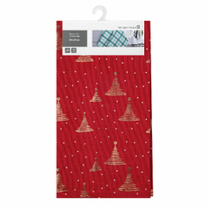 Tarrington House Полотенце кухонное вафельное красное с принтом Новый год 180г, 40 x 60см