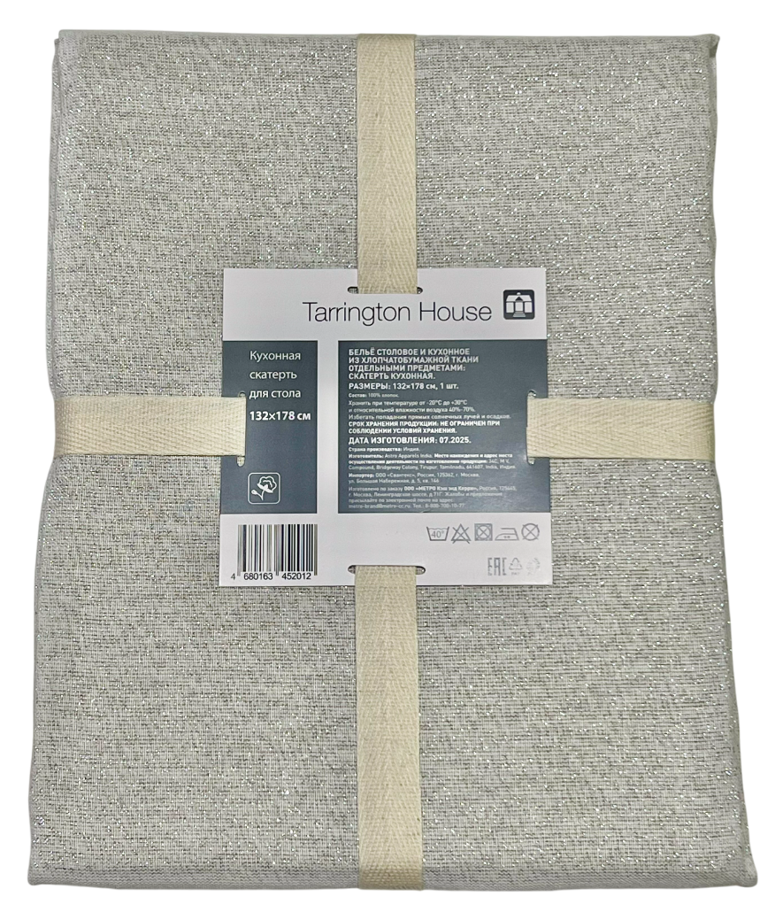 Tarrington House Скатерть белая 135г, 132 x 178см