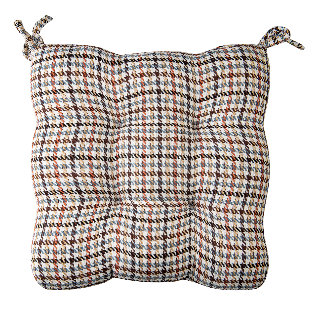 Tarrington House Сидушка белая-голубая-коричневая с тафтингом 200г, 40 x 40см