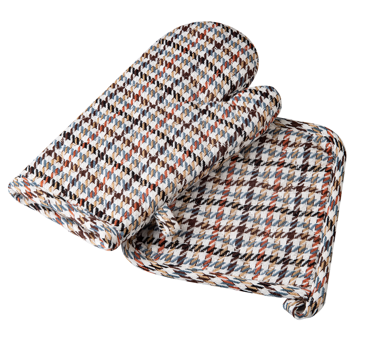 Tarrington House Набор с прихваткой и рукавицей белый-голубой-коричневый