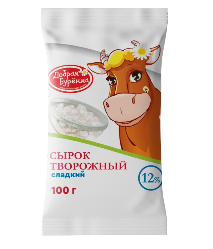 Сырок творожный Добрая буренка сладкий 12%, 100г