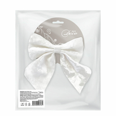 Бант B&H бархат тканевый белый