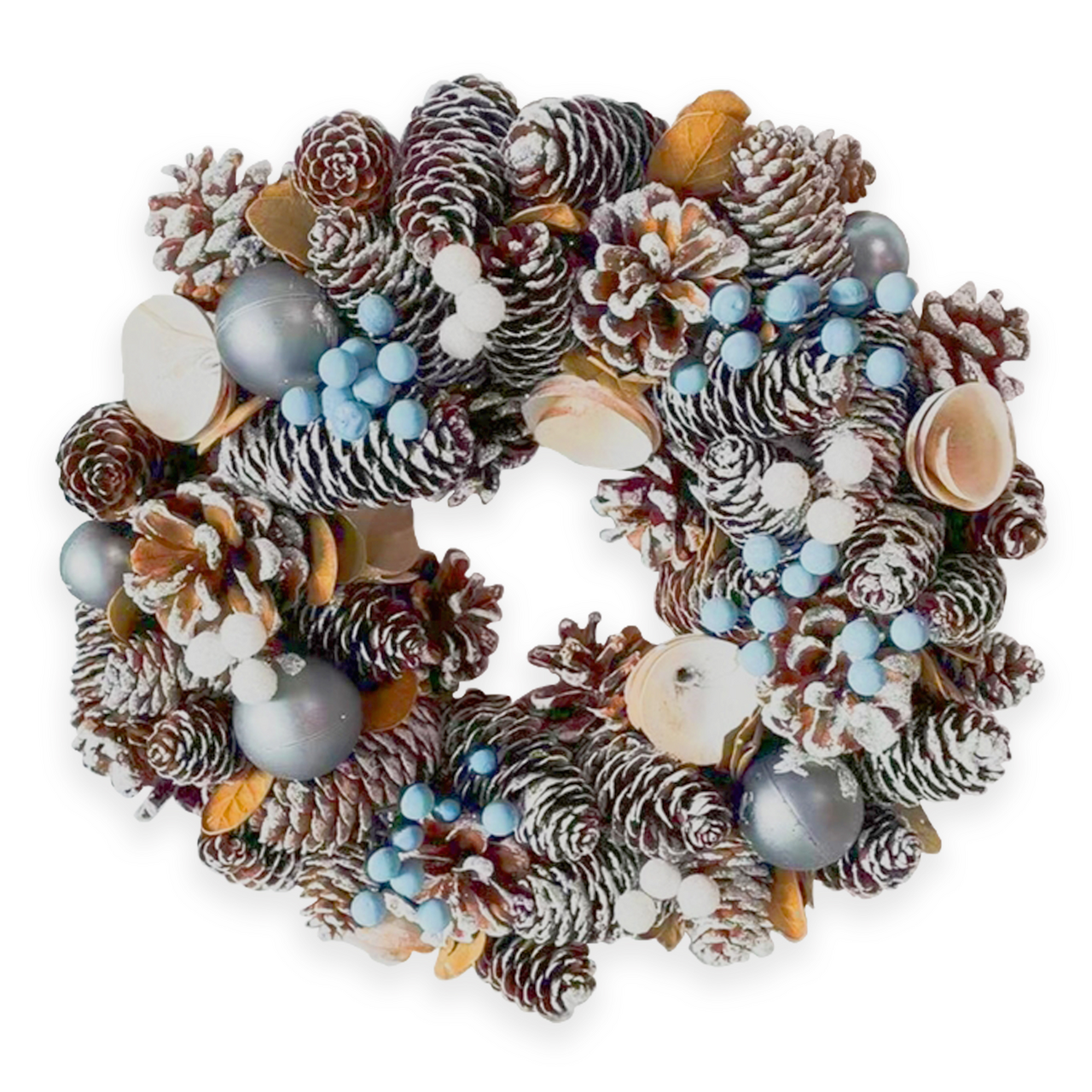 Венок B&H Шишки с голубыми ягодами декоративный