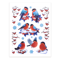 Наклейка B&H Снегири для декора окон в ассортименте