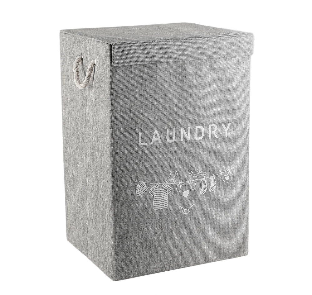 Корзина для белья Laundry Deluxe хлопковая серая, 60 х 35 х 40см