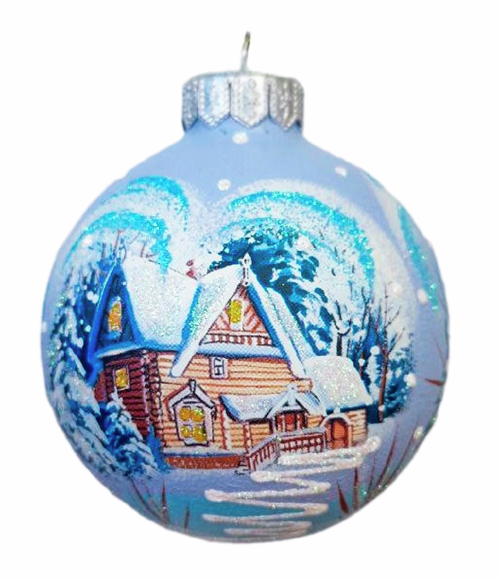 Шар елочный Коломеев Домик в лесу, 10см
