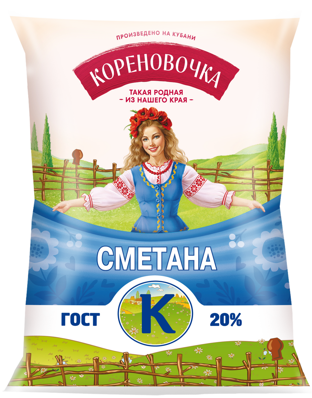 Сметана Кореновочка ГОСТ 20%, 400г