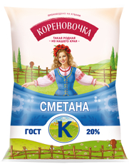 Сметана Кореновочка ГОСТ 20%, 400г
