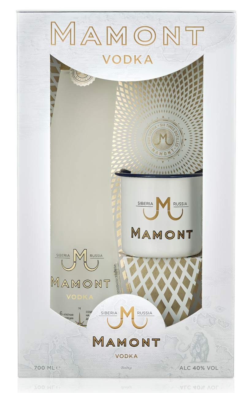 Изображение товара Мамонт водка в подарочной упаковке с кружкой 0.7 л премиум качество