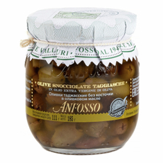 Оливки Anfosso Таджасские без косточки в оливковом масле, 185г