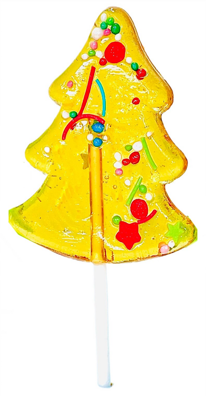 Карамель на палочке Елочка зеленая-желтая, 30г