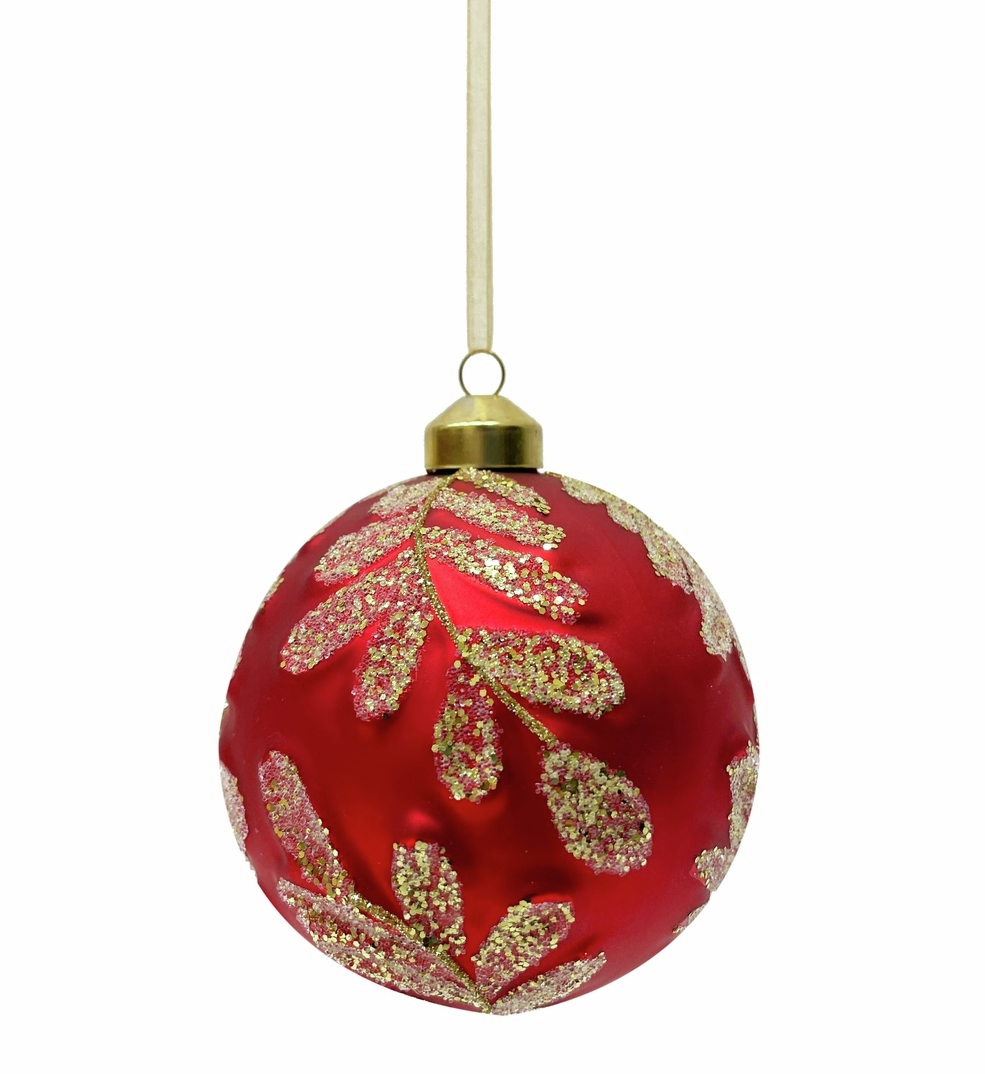 Шар елочный Christmasdeluxe фактурный с золотом красный, 10см