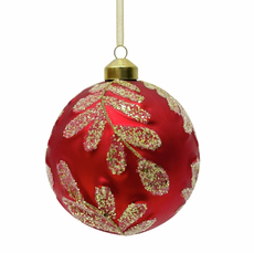 Шар елочный Christmasdeluxe фактурный с золотом красный, 10см