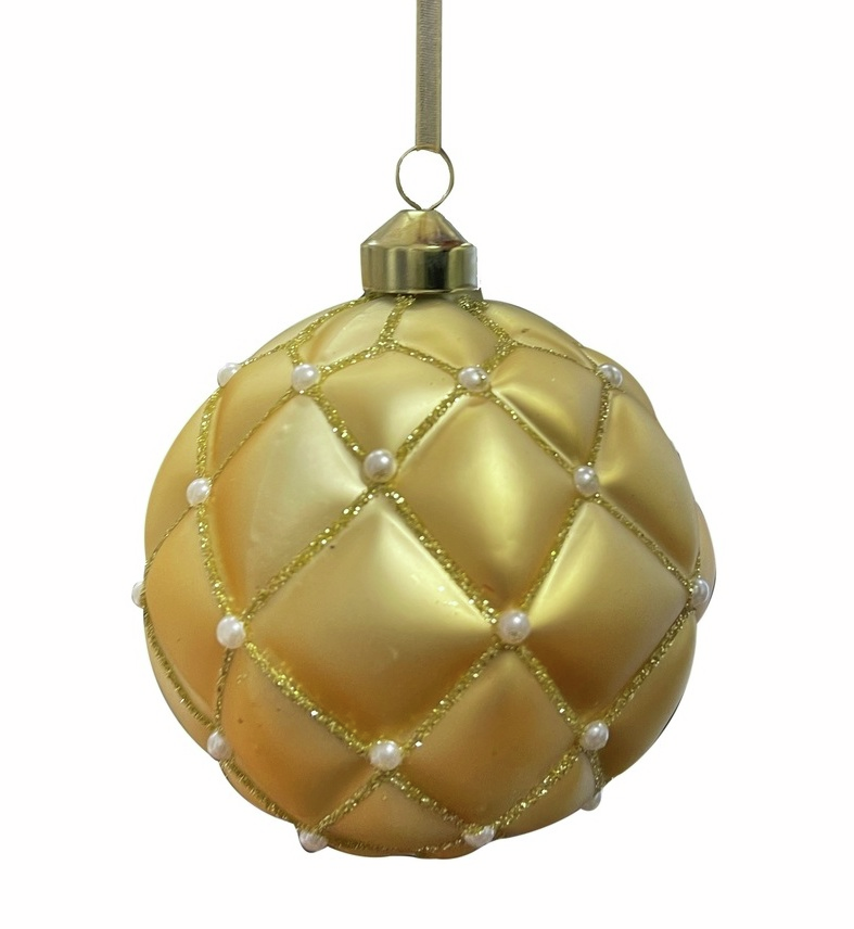 Шар елочный Christmasdeluxe шампань и золотой, 10см
